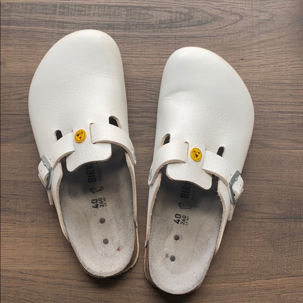 White Birkinstock Mules